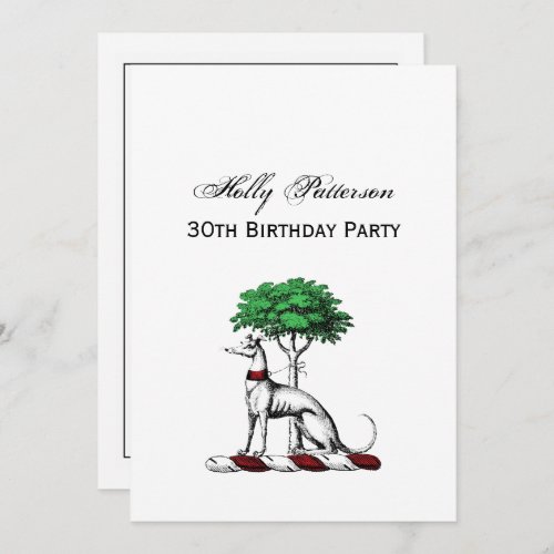 Greyhound Whippet With Tree Heraldic Crest Emblem Invitation