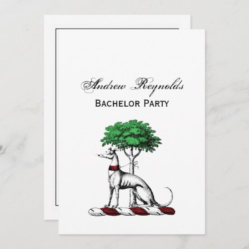 Greyhound Whippet With Tree Heraldic Crest Emblem Invitation