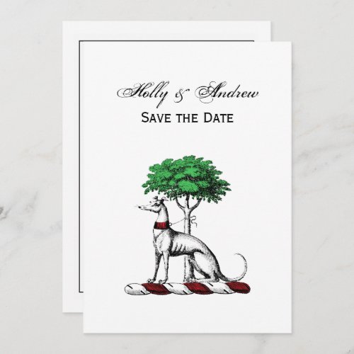 Greyhound Whippet With Tree Heraldic Crest Emblem Invitation
