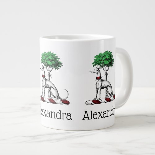 Greyhound Whippet With Tree Heraldic Crest Emblem Large Coffee Mug