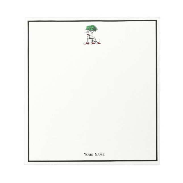 Greyhound Whippet With Tree Heraldic Crest Emblem Notepad (Front)