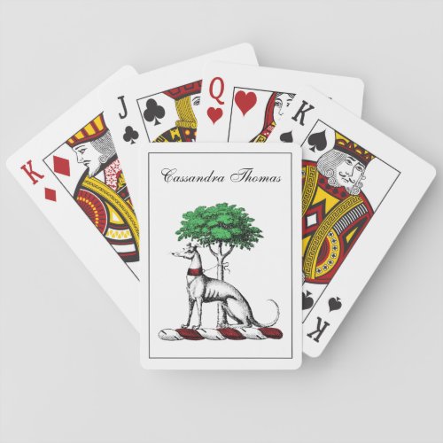 Greyhound Whippet With Tree Heraldic Crest Emblem Playing Cards