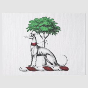 Greyhound Whippet With Tree Heraldic Crest Emblem Tissue Paper