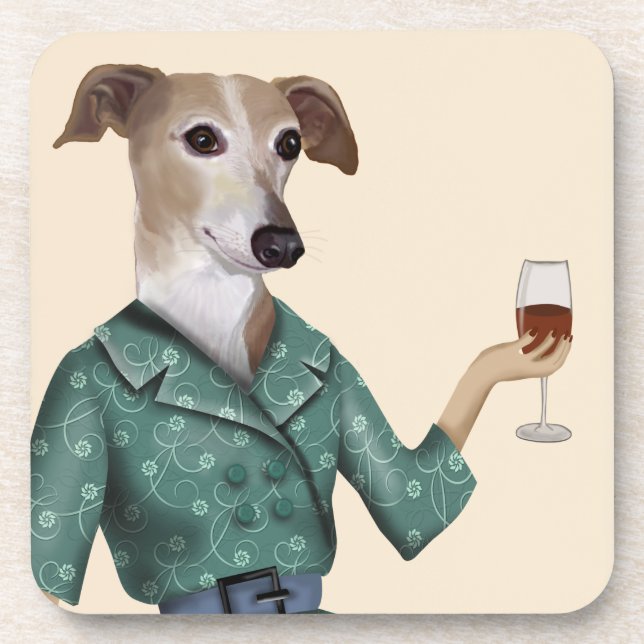 Greyhound Wine Snob Beverage Coaster (Front)