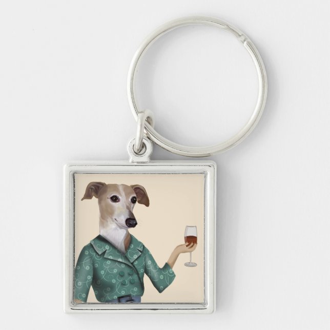 Greyhound Wine Snob Keychain (Front)