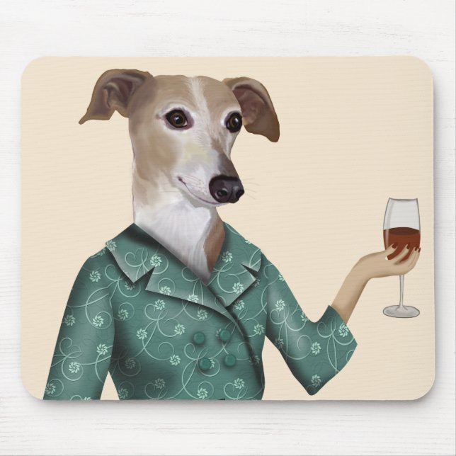 Greyhound Wine Snob Mouse Pad (Front)