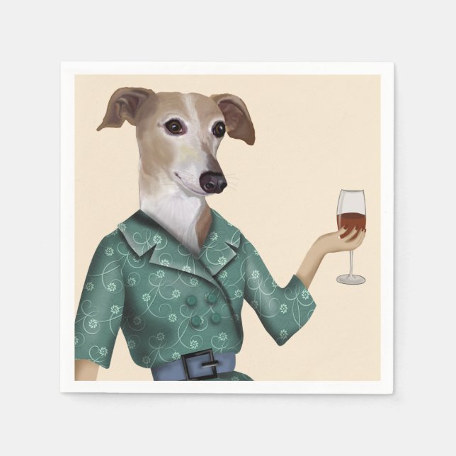 Greyhound Wine Snob Napkins (Front)