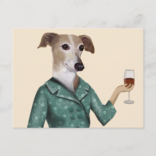 Greyhound Wine Snob Postcard (Front)