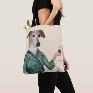 Greyhound Wine Snob Tote Bag
