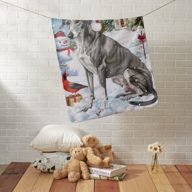 Greyhound Winter Wonderland Christmas Joy Baby Blanket (In Situ)