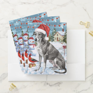 Greyhound Winter Wonderland Christmas Joy Pocket Folder