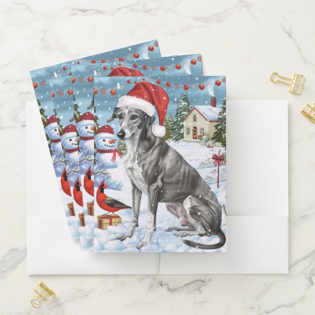 Greyhound Winter Wonderland Christmas Joy Pocket Folder (In Situ)