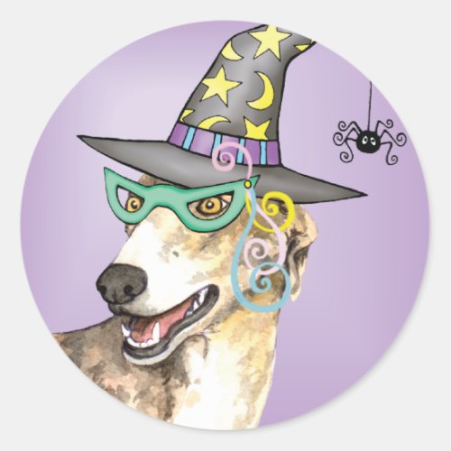 Greyhound Witch Classic Round Sticker