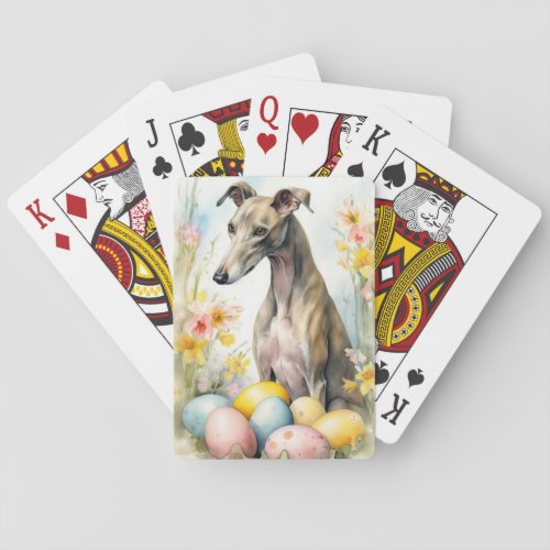 Greyhound with Easter Eggs Playing Cards