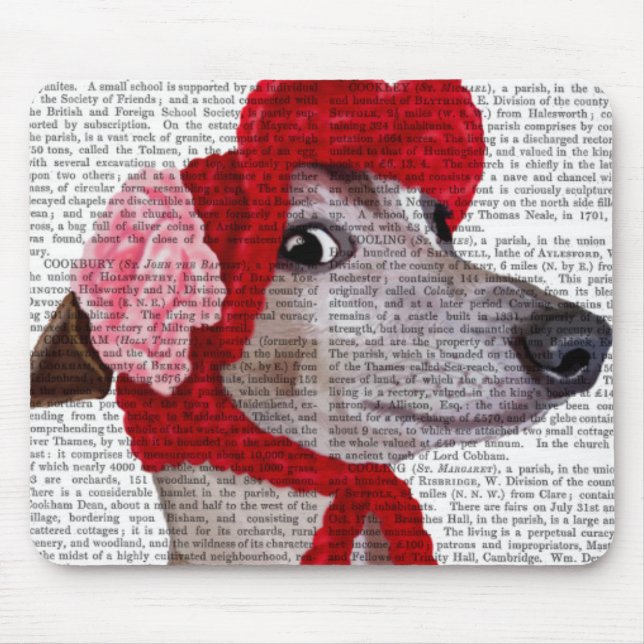 Greyhound with Red Woolly Hat 2 Mouse Pad (Front)
