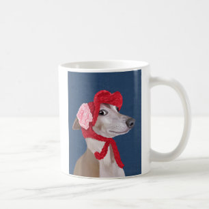 Greyhound with Red Woolly Hat Coffee Mug