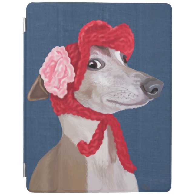 Greyhound with Red Woolly Hat iPad Air Cover (Front)