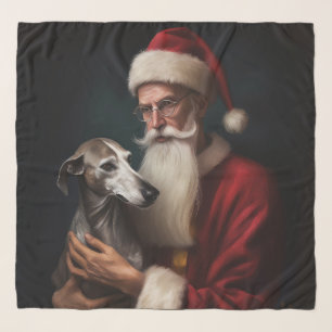 Greyhound With Santa Claus Festive Christmas Scarf
