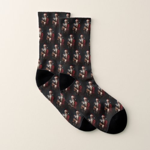 Greyhound With Santa Claus Festive Christmas Socks