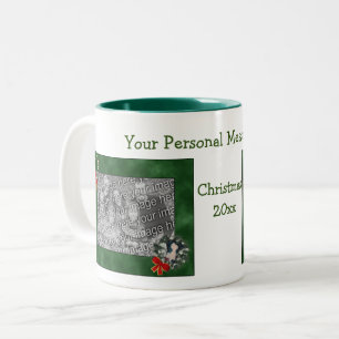 Greyhound Wreath Christmas Personalized Photo Two-Tone Coffee Mug