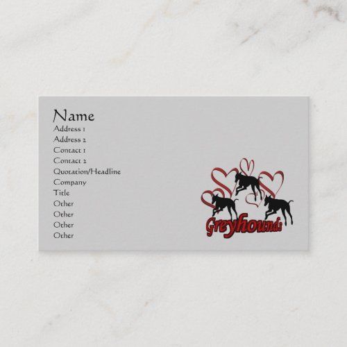 Greyhounds And Hearts Animal Business Card