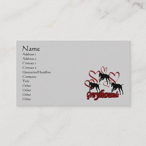 Customizable Greyhounds And Hearts Animal Business Card
