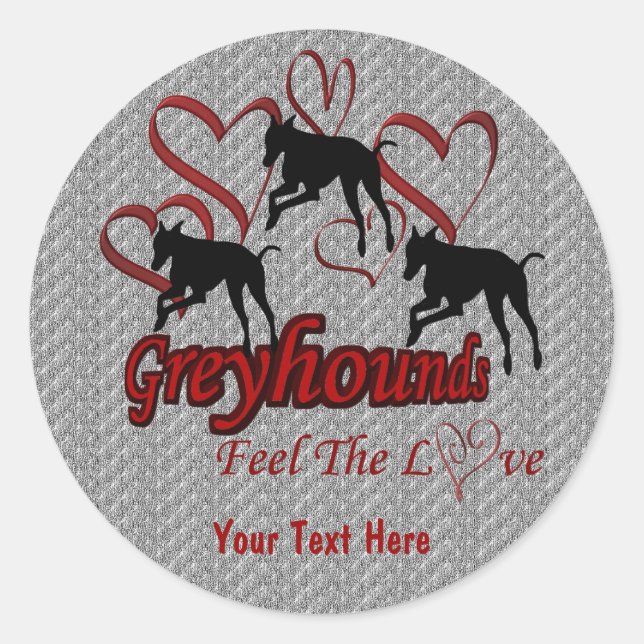 Greyhounds And Hearts Love Dog Sticker (Front)