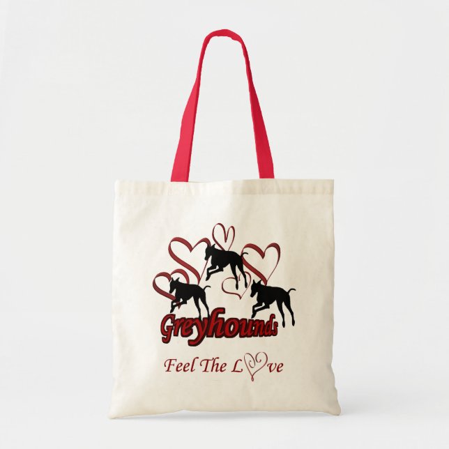 Greyhounds And Hearts Love Dog Tote Bag (Front)