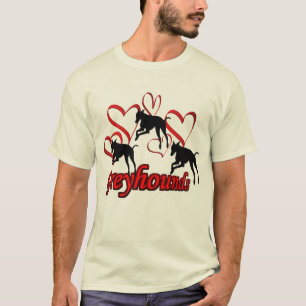 Greyhounds And Red Hearts  T-Shirt