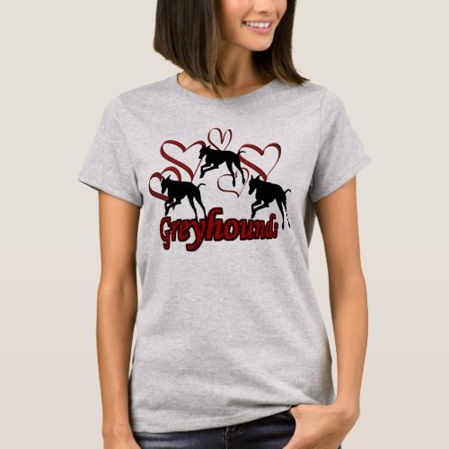 Greyhounds And Red Hearts T_Shirt