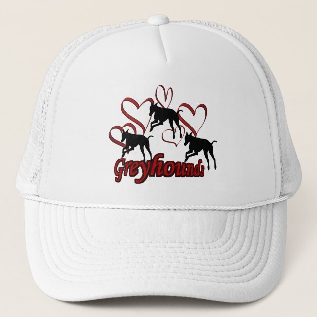 Greyhounds And Red Hearts Trucker Hat (Front)
