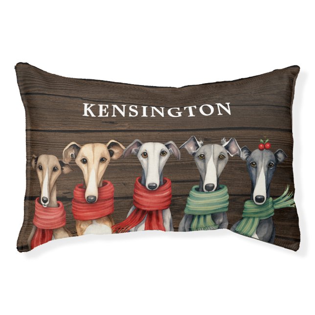 Greyhounds and Whippets Dogs in Scarves Pet Bed (Front)