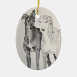 Greyhounds Ceramic Ornament
