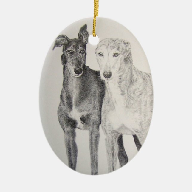 Greyhounds Ceramic Ornament (Front)