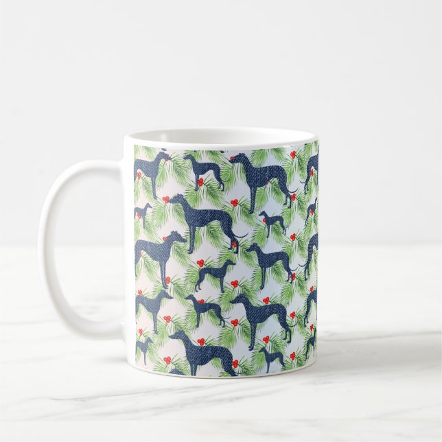 Greyhounds Christmas Coffee Mug (Left)