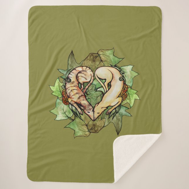 Greyhounds Heart Fawn Brindle Greyhound            Sherpa Blanket (Front)