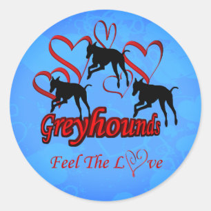 Greyhounds Hearts Love Dog Classic Round Sticker