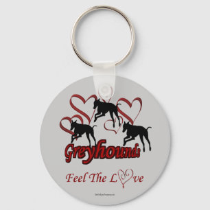 Greyhounds Hearts Love Dog Lover Keychain