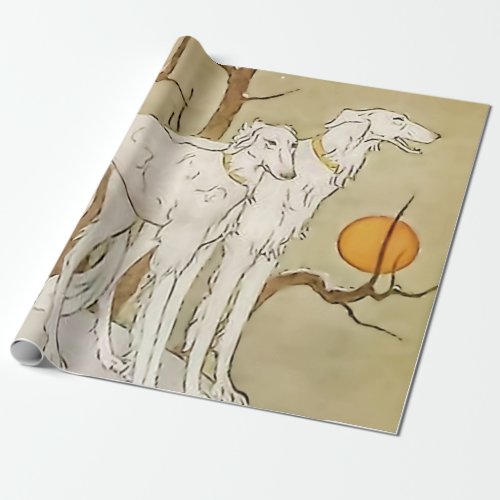 Greyhounds in Winter by Marjorie Miller Wrapping Paper