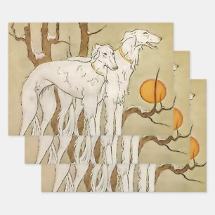 “Greyhounds in Winter” by Marjorie Miller Wrapping Paper Sheets
