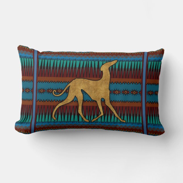Greyhounds of Azawakh (blue) Lumbar Pillow (Front)