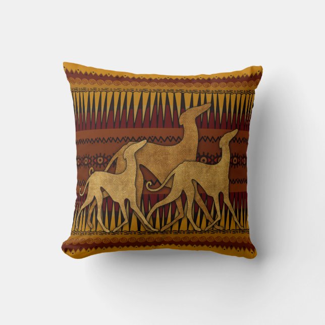 Greyhounds of lAzawakh Throw Pillow (Front)