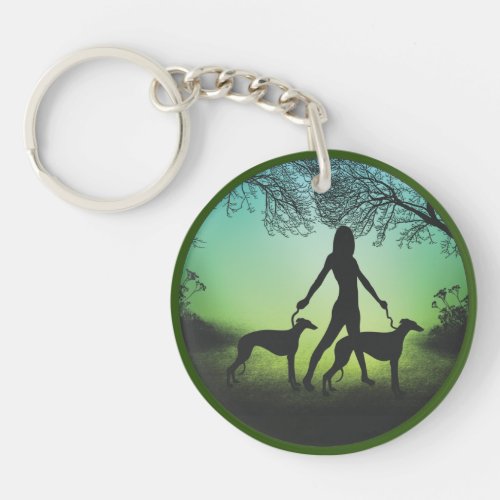 Greyhounds On A Walk Keychain