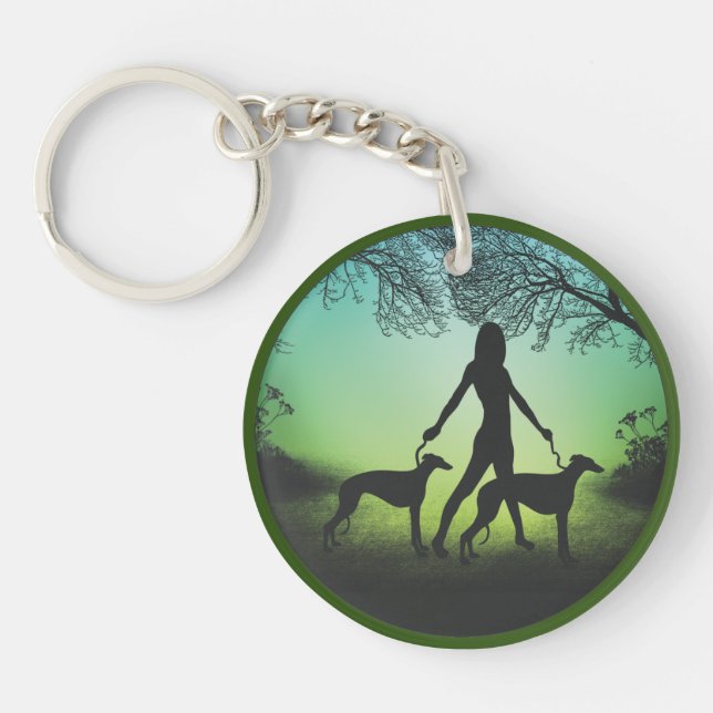 Greyhounds On A Walk Keychain (Front)