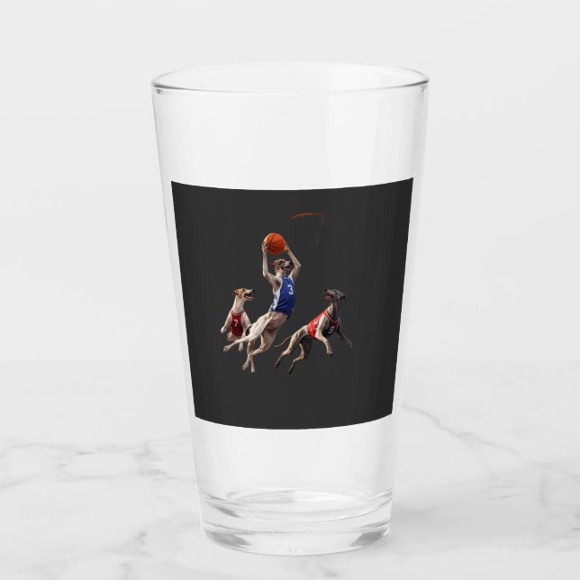 Greyhounds playing basketball glass (Front)