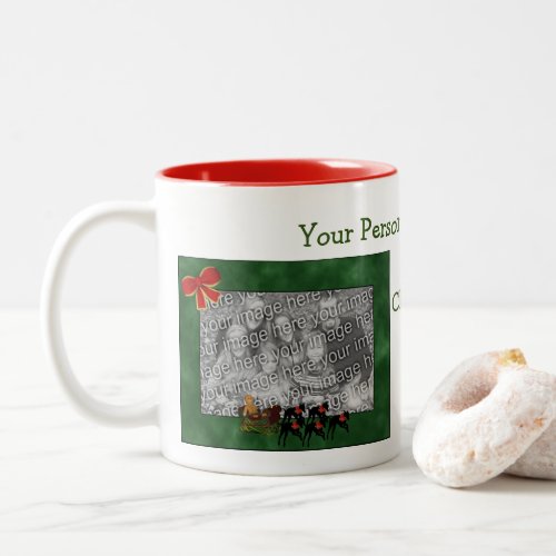 Greyhounds Pulling Sleigh Christmas Photo  Two_Tone Coffee Mug