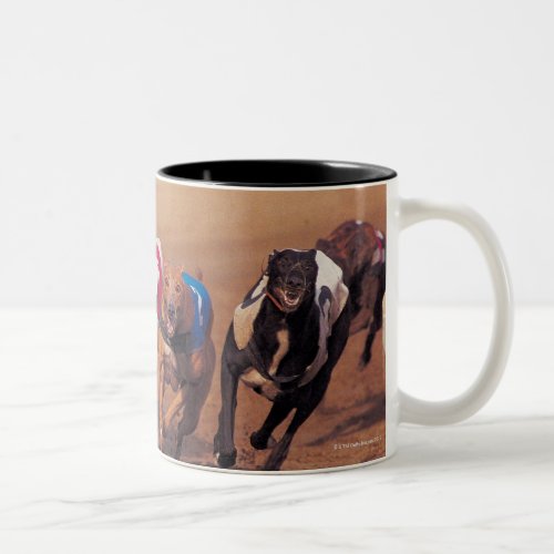 Greyhounds racing on track Two_Tone coffee mug