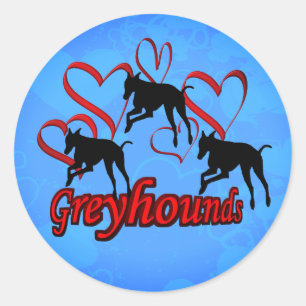Greyhounds Red Hearts Dog Classic Round Sticker