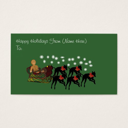 Greyhounds Sleigh Christmas Holiday Gift Card Tag
