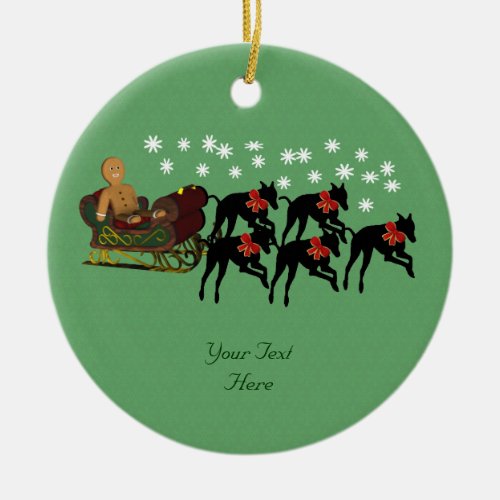 Greyhounds Sleigh Cute Holiday Ornament